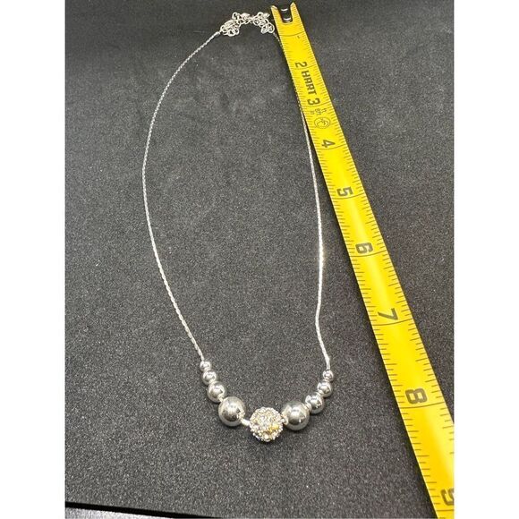 Beautiful Vintage Silver with silver Beads NECKLACE Good Condition - Picture 4 of 7